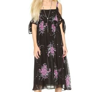 Free People Tied to You black floral print dress size small EUC
